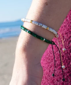 bracelet en malachite et howlite