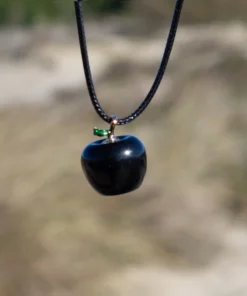 collier pomme en obsidienne